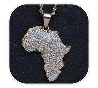 Générique Africa Necklace Fashion Copper set with zircon Country Republic Flag Pendant Jewelry for Women Men Hip Hop Gift (Style C)