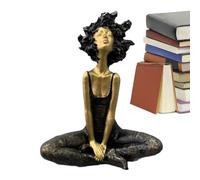 Générique Afro Girl Sculpture Home Decor, Modern Resin Art Figurine, Black Girl Statue for Apartment Hotel Cafe Indoor Display, Living Room Bedroom Study Bookshelf, 13x10x18 inches