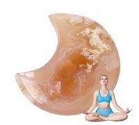 Générique Agate Moon - Natural Crystal 4.5-5.5cm | Agate Moon Stone, Flower Pattern Ornament, Healing Crystal Decor, Stress Relief Gift for Women Men Home Room Decoration