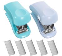 Générique Agrafeuse Compacte en Métal et Pp, Mini Agrafeuse 2 Pièces, Fonction Ressort Automatique, pour Bureau et Maison