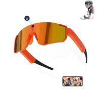 Générique AI Smart Glasses with Camera 4K, Polarized Sunglasses with UV400 Lens, EIS Stabilization, Dual Mic Noise Canceling, Built-in Storage for Cycling & Hiking (Orange-Red)