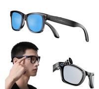 Générique AI Smart Glasses with Camera, 800W HD Cameras Glasses with Music & Call Features, Cameras Glass for Men, 144 Language & Accent, Anti-Blue Light & UV Protection (Blue Lenses)