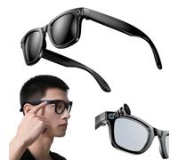 Générique AI Smart Glasses with Camera, 800W HD Cameras Glasses with Music & Call Features, Cameras Glass for Men, 144 Language & Accent, Anti-Blue Light & UV Protection (Sunglasses)