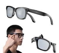 Générique AI Smart Glasses with Camera, 800W HD Cameras Glasses with Music & Call Features, Cameras Glass for Men, 144 Language & Accent, Anti-Blue Light & UV Protection (Silver Lenses)