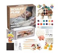 Générique Air Dry Clay, Modeling Clay Set, Soft Pottery Kit, Includes Paint Brushes Tools, Easy to Shape and Decorate, Party Gift Use, 6.3x6.3x1.97 Inches Multicolor 1 Set