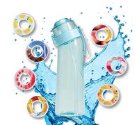 Générique Air Gourde, avec 7 Pods, 650ML, Bouteille d'eau parfumée, Gout Fruité, Écologique, Sans BPA, Capsules de Saveur, Sport, Enfant, Paille, Cola, Pomme, Fraise, ... Set up Pack (Bleu)