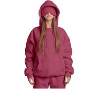 Générique Airplane Mode Travel Hoodie with Eye Mask, Travel Hoodie with Secret Pockets Womens, Sweatshirt Pullover for Flying Sleeping, Wearable Blanket Hoodies for Men Women Sleep (Rose Red,S)