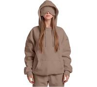 Générique Airplane Mode Travel Hoodie with Eye Mask, Travel Hoodie with Secret Pockets Womens, Sweatshirt Pullover for Flying Sleeping, Wearable Blanket Hoodies for Men Women Sleep (Coffee,Grand)