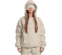 Générique Airplane Mode Travel Hoodie with Eye Mask, Travel Hoodie with Secret Pockets Womens, Sweatshirt Pullover for Flying Sleeping, Wearable Blanket Hoodies for Men Women Sleep (Apricot,M)