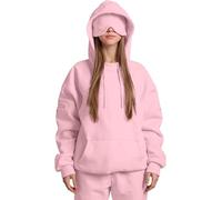 Générique Airplane Mode Travel Hoodie with Eye Mask, Travel Hoodie with Secret Pockets Womens, Sweatshirt Pullover for Flying Sleeping, Wearable Blanket Hoodies for Men Women Sleep (Pink,S)