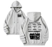 Générique Album-Name Sweat À Capuche Classique avec Fermeture Éclair en Polaire Chaude for Homme Et Femme(White Gray,M)