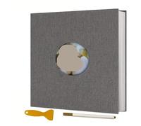 Générique Album Scrapbook Auto-adhésif for Photos 4 × 6 5 7 8 10, Couverture en Lin magnétique, 40 Pages, Mariage Familial avec Stylo(Light Grey)