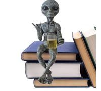 Générique Alien Figurine - Beer Drinking Resin Alien Sculpture | Funny Desktop Decoration Collectible Ornament Quirky Novelty Art for Home, Garden, Office, Shelf Display Or Outdoor Decor