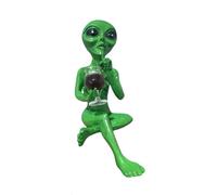 Générique Alien Statue - Figurine décorative drôle en résine sur Le thème de l'espace avec Verre à vin - Fournitures pour fête Extraterrestre - pour Les fêtes, Bureau, Maison, étagères, Salon,