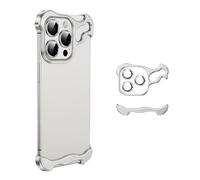 Générique Alloy Armor Bumper Case for iPhone 16/15/14/13/12 Promax, Frameless Alloy Armor Phone Case, The Ultimate Minimalist Case for iPhone (for iPhone 15Promax,Silver)