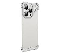 Générique Alloy Armor Bumper Case for Iphone 16 Pro Max, 16/15/14/13/12 Series, Titanium Alloyarmor Premium Frameless Case, Minimalist Unique Case (for iphone 14 Pro,Silver)