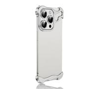 Générique Alloy Armor Bumper Case for iPhone 17/16/15/14/13/12 Promax, Frameless Titanium Alloy Metal Bumper Phone Case, Anti Drop Shockproof (Silver,12 Pro Max)