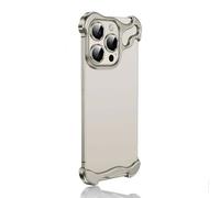 Générique Alloy Armor Bumper Case for iPhone 17/16/15/14/13/12 Promax, Frameless Titanium Alloy Metal Bumper Phone Case, Anti Drop Shockproof (Gray,13)