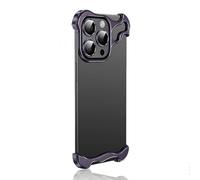 Générique Alloy Armor Bumper Case for iPhone 17/16/15/14/13/12 Promax, Frameless Titanium Alloy Metal Bumper Phone Case, Anti Drop Shockproof (Purple,14 Pro Max)