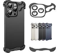 Générique Alloy Armor for Iphone Case, Alloyarmor Premium Case, Minimalist Protective Shock Absorption Aerospace Grade Aluminum Shells, Elastomer Inlays Easy Fit (16 Pro Max,Black)