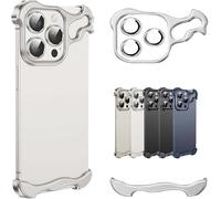 Générique Alloy Armor for Iphone Case, Alloyarmor Premium Case, Minimalist Protective Shock Absorption Aerospace Grade Aluminum Shells, Elastomer Inlays Easy Fit (14 Pro,Silver)