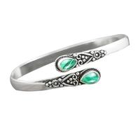 Générique Alloy Inlaid Green Bracelet European And American Fashion Retro Polished Bracelet For Women Plaqué Breloques Bijoux (Green, One Size)