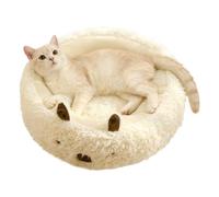 Générique Alpaca Plush Round Pet Bed - FĺÜFƒy Calming Donut Bed | Warm, Non-Slip Cat & Dog Cushion for Indoor Use, Washable Cozëy Nest for Kittens & Puppies