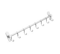 Générique Aluminium Crochet de Rangement Spatial Cuisine sans Perçage | Barre Murale 50cm 8 Crochets Mobiles, Seat Renforcé, pour Ustensiles et Casseroles