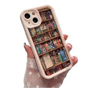 Générique Alyova Bookshelf Phone Case, Anti-Slip Shockproof and Drop-Resistant TPU Protective Cover, Personalized Book Creative Design (for 12mini,White)