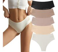 Générique AmbarWear Invisible Breathable Cameltoe Thong, Breathable Sweat Proof Seamless No Show Panty Underwear (FR/ES, Alpha/Lettres, TG, Taille Normale, Taille Normale, 5PCS)