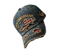 Générique American Hat - Embroidered US 250th Commemorative Cap, 1776-2026 Adjustable Baseball Hat, Patriotic Sun Protection Headwear | Vintage Washed Dad for Men Women Outdoor Camping Hiking Runnin
