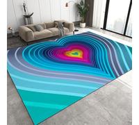 Générique Amour Tapis de Salon Grand 160x230 cm 3D Illusion D'optique Tapis de Salle à Manger Flanelle Antidérapant Lavable Poil Court Tapis pour Salon Salle à Manger Chambre parentale Q-181