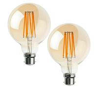 Générique Ampoules LED Edison G95 Globe B22 à baïonnette, 8 W, blanc chaud 2 200 K, rétro, à filament, à intensité variable (2 ampoules)