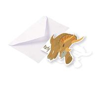 8 invitations + enveloppes dinosaures Blanc