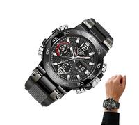 Générique Analog Digital Watch Men | 24x4.8x2cm Waterproof Double Display Watch - Nighttime Visibility Enhancement Luminescent Wristwatch - for Sports Casual Formal Business Office Daily Commuting