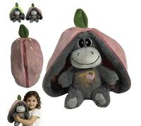 Générique Âne en Peluche Qui Respires, Âne Fraise Animal en Peluche pour Dormir, Relaxation Respiration Jouet Peluches Ânes Fruit, Jouet Peluches Endormi avec Musique Et Lumières, pour Enfant Adultes