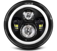 Générique Angel Eyes,Led Angel Eyes,Ampoule Led Voiture Phare LED For Moto, 1 Pièce, 7 Pouces, Faisceau Haut/bas Bleu, Projecteur De Lumière(Yellow+White Halo)