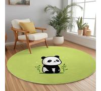 Générique Animal Chinois Panda Tapis Rond Salon 180 cm Minimalisme Lavable Antidérapant Tapis, Vert Imprimé Moquette Rond Convient pour la Chambre la Salle à Manger et Le Bureau