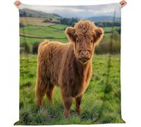 Générique Animal Couverture en Flanelle, Plaid de Prairies bovines des Highlands Chaise, Couvertures etPlaids Chaude et Douillet, d'automne Épais Cadeau, 130x150 cm