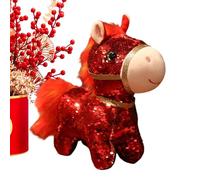 Générique Animal en Peluche Cheval | 15 cm avec Paillettes Collectionnable Câlin Décoration - 2026 Année du Cheval en Peluche,pour Nouvel an Chinois, Garçons, Filles, Maison, Salon,