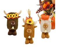 Générique Animal en Peluche Vache des Highlands,Set De 3 Pièces De Décorations Douces pour L Automne - GNOME d'automne Thanksgiving | pour Fête Bureaux Maison Jardin Cour Entrée Salon Dortoir