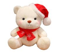 Générique Animal en Tissu d'ours de Noël, Ours en Peluche avec Un Chapeau | Jouet en Peluche Mignon de 11,81 Pouces comme Silhouette décorative pour Noël, Jouet câlin pour Le canapé de Chambre pour