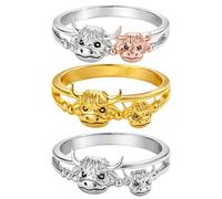 Générique Animal Finger Ring - Warm Inspirational Cow Jewelry, Standard Adjustable Scale with Cute Design, Polished Zinc Alloy, Tarnish-Resistant Finish, Commemorative Gift for Women, Mothers