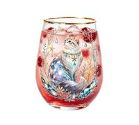 Générique Animal Glass Cup - 400ml Gold Rimmed Stemless Cat Drinkware