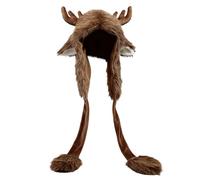 Générique Animal Hat, Warm Headwear With Ear Flap, Christmas Hooded Hat for Cosplay, Soft Plush Design, Comfortable Fit Feature, Holiday Tool, Outdoor Accessory for Skiing 37.8x21.26 Inches
