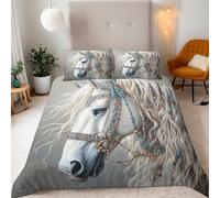 Générique Animal Housse de Couette 200x220 Cheval Animal De Bohême Parures de Lit 200x220 Adulte Microfibre Doux et Confortable Housse de Couette Impression 3D avec 2 Taie d'oreiller