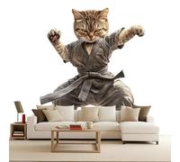 Générique Animal Papier Peint Photo, Arts Martiaux Chat Mat image Muraux Poster, épaissi Photo Murale pour Chambre Salon Chambre d'enfants Mur de fond TV Dortoir Décoration Murale 450 x 315 CM