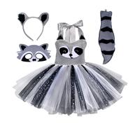 Générique Animal Raccoon Cosplay Costume- Girls Raccoon Costume, For 6 To 12 Years Old| Suitable For Halloween, Role-playing, Birthday, Christmas, And Stage Performances