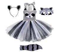 Générique Animal Raccoon Cosplay Costume- Girls Raccoon Costume, For 6 To 12 Years Old| Suitable For Halloween, Role-playing, Birthday, Christmas, And Stage Performances