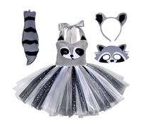 Générique Animal Raccoon Cosplay Costume- Girls Raccoon Costume, For 6 To 12 Years Old| Suitable For Halloween, Role-playing, Birthday, Christmas, And Stage Performances
